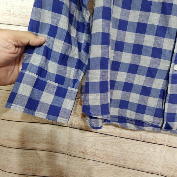 UntuckIt Anderson Long Sleeve Shirt Men's XXL Royal Blue Gray Cotton Linen - Picture 3 of 13